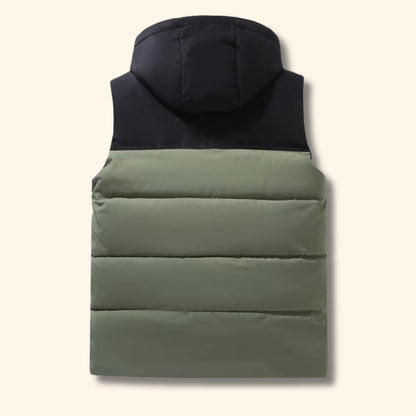 Color Block Hooded Puffer Vest | Revangiol