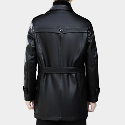 Structured Trench Style Leather Coat | Revangiol