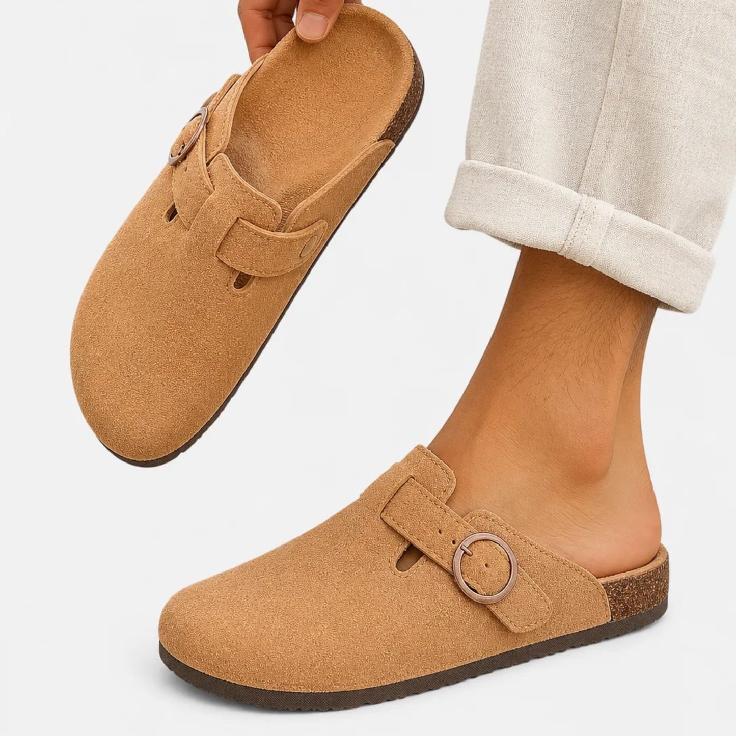 Suede Look Buckle Clogs | Revangiol