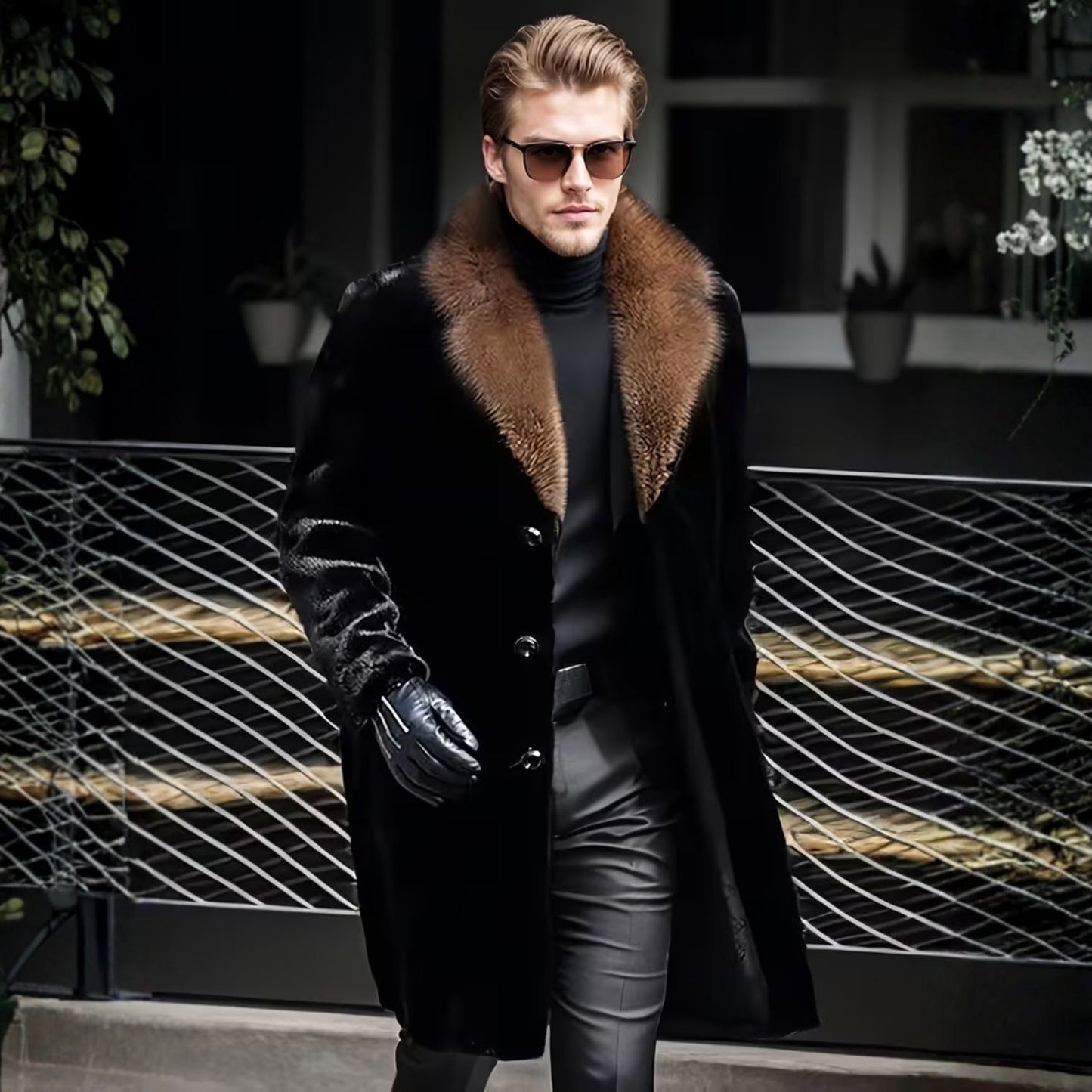 Plush Lapel Fur Coat | Revangiol