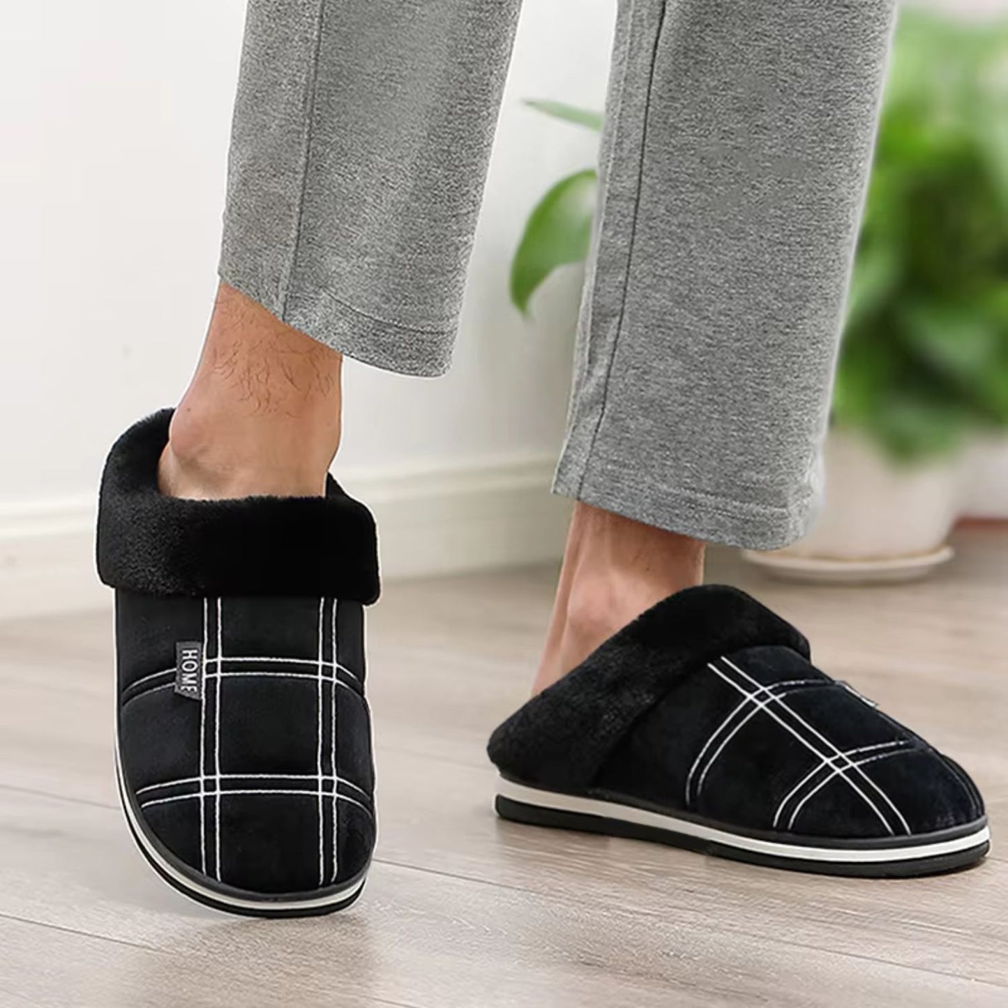 Padded Checked Fleece Slippers | Revangiol