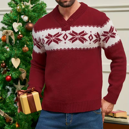 Snowflake Button Christmas Sweater | Revangiol