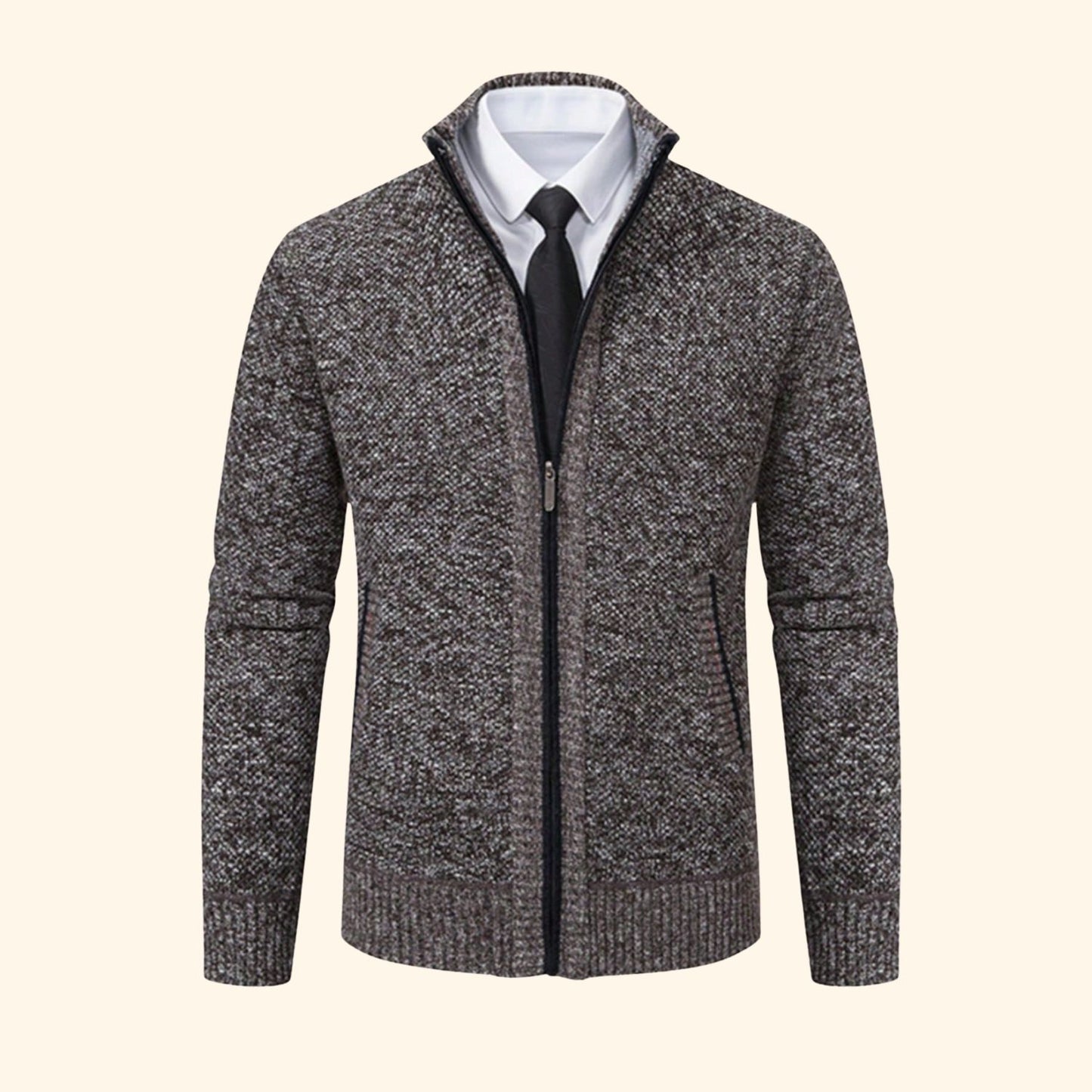 Zip-Up Mock Neck Cardigan | Revangiol