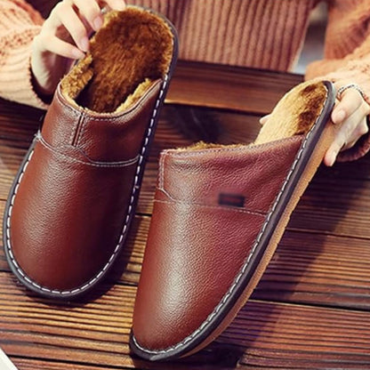 Fur Lined Leather Slippers | Revangiol