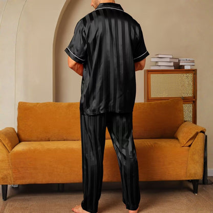 Jacquard Stripe Lapel Pajama Set | Revangiol