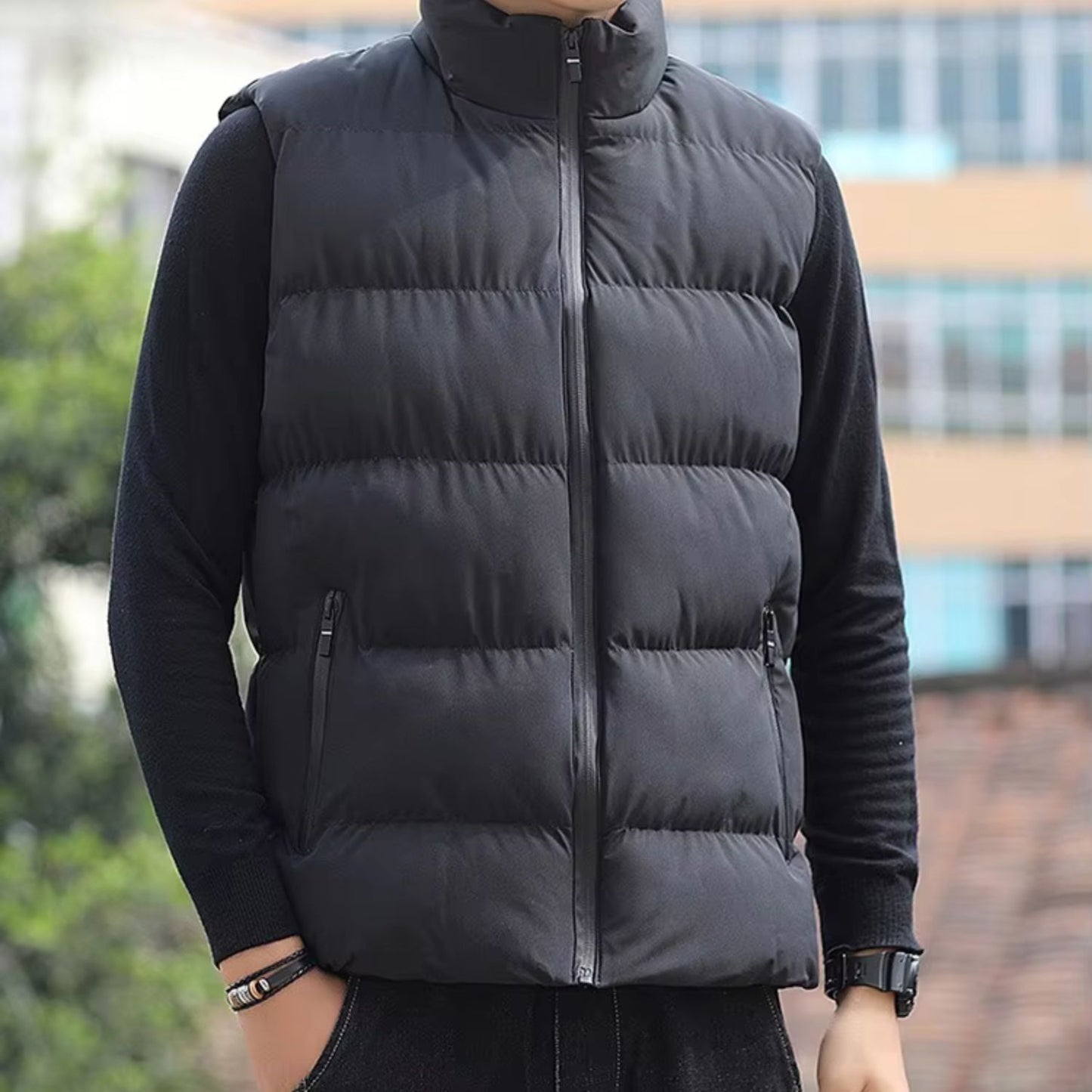 Quilted Zip-Up Puffer Vest | Revangiol