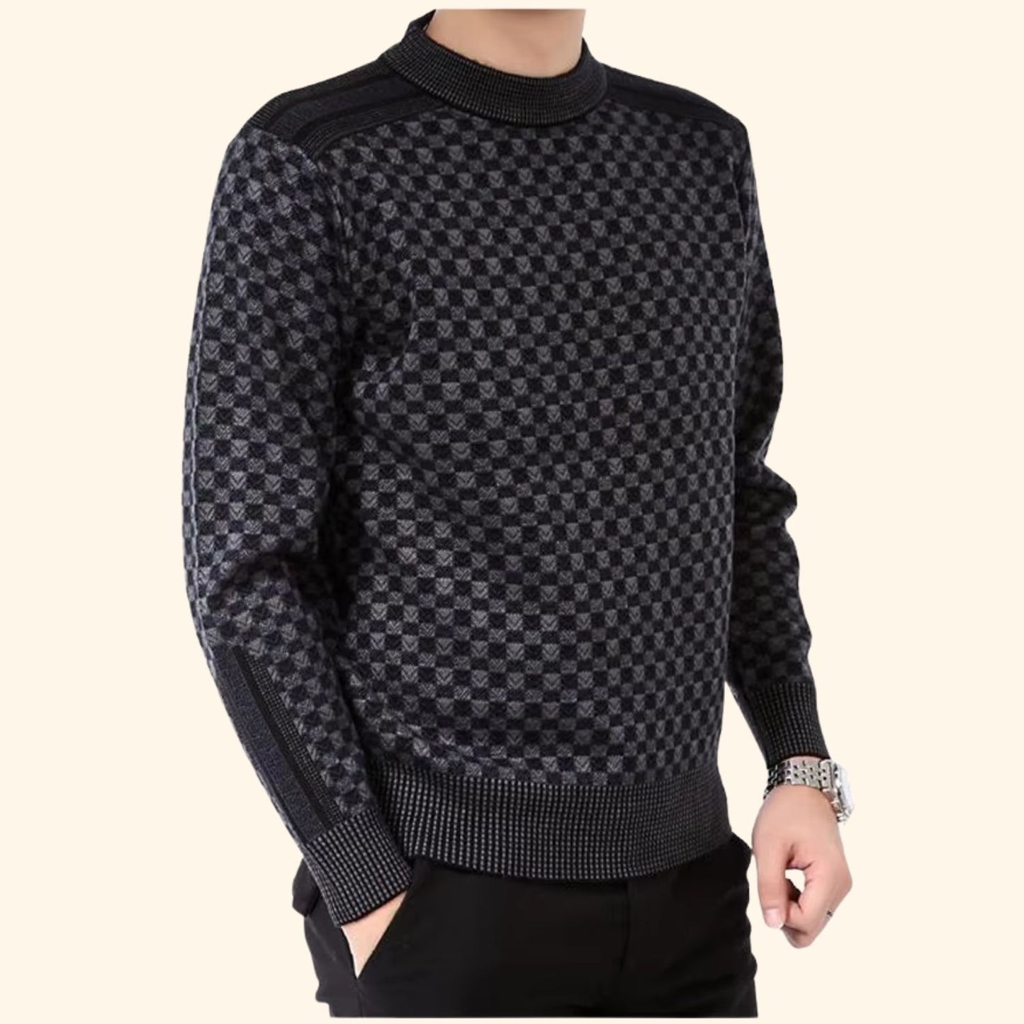 Checkered Knit Sweater | Revangiol