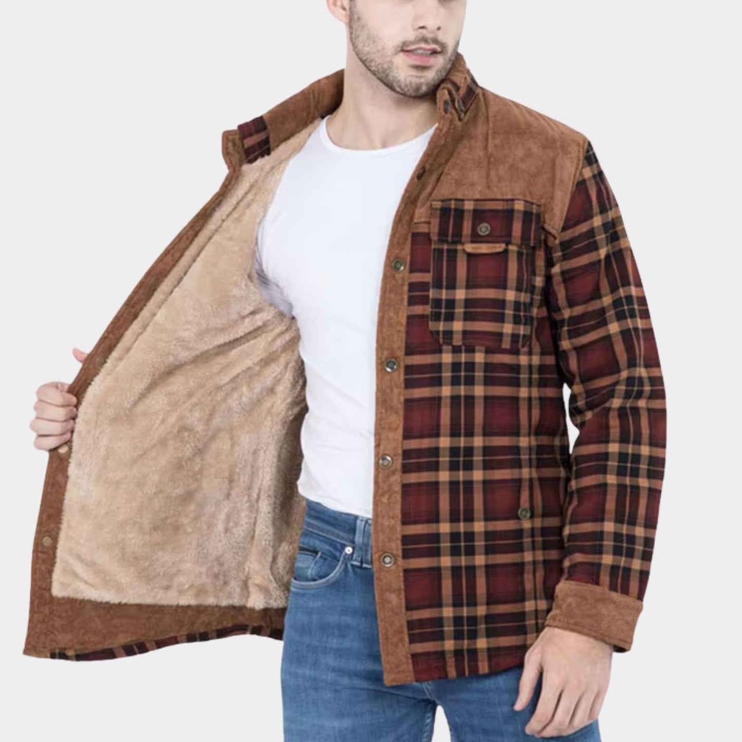 Fleece Lined Flannel Shirt Jacket | Revangiol