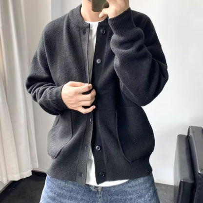 Round Neck Knit Cardigan | Revangiol