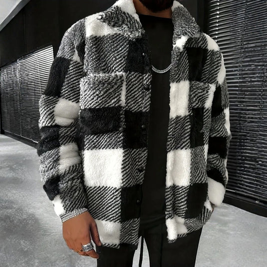 Checked Sherpa Fleece Jacket | Revangiol