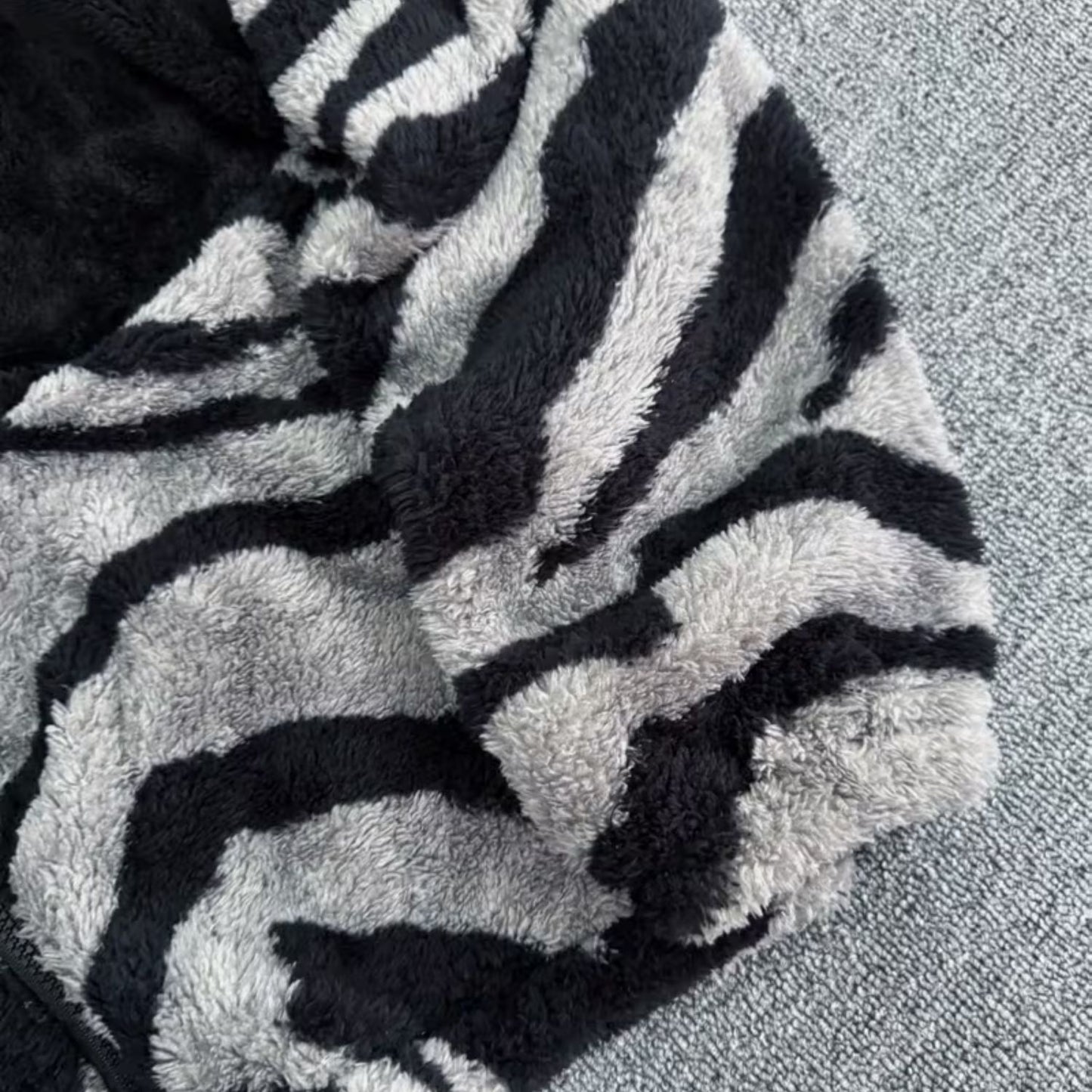 Zebra Print Faux Fur Jacket | Revangiol
