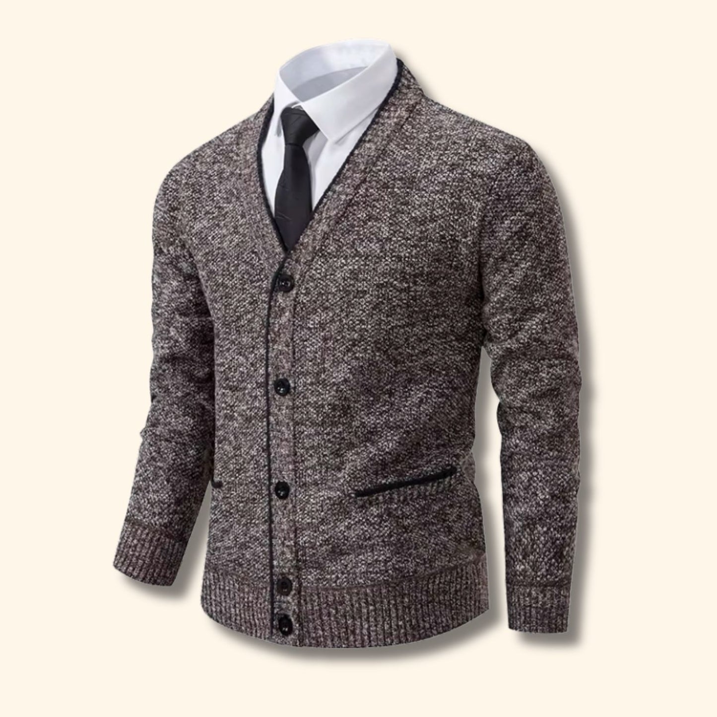 Textured Contrast Trim Cardigan | Revangiol