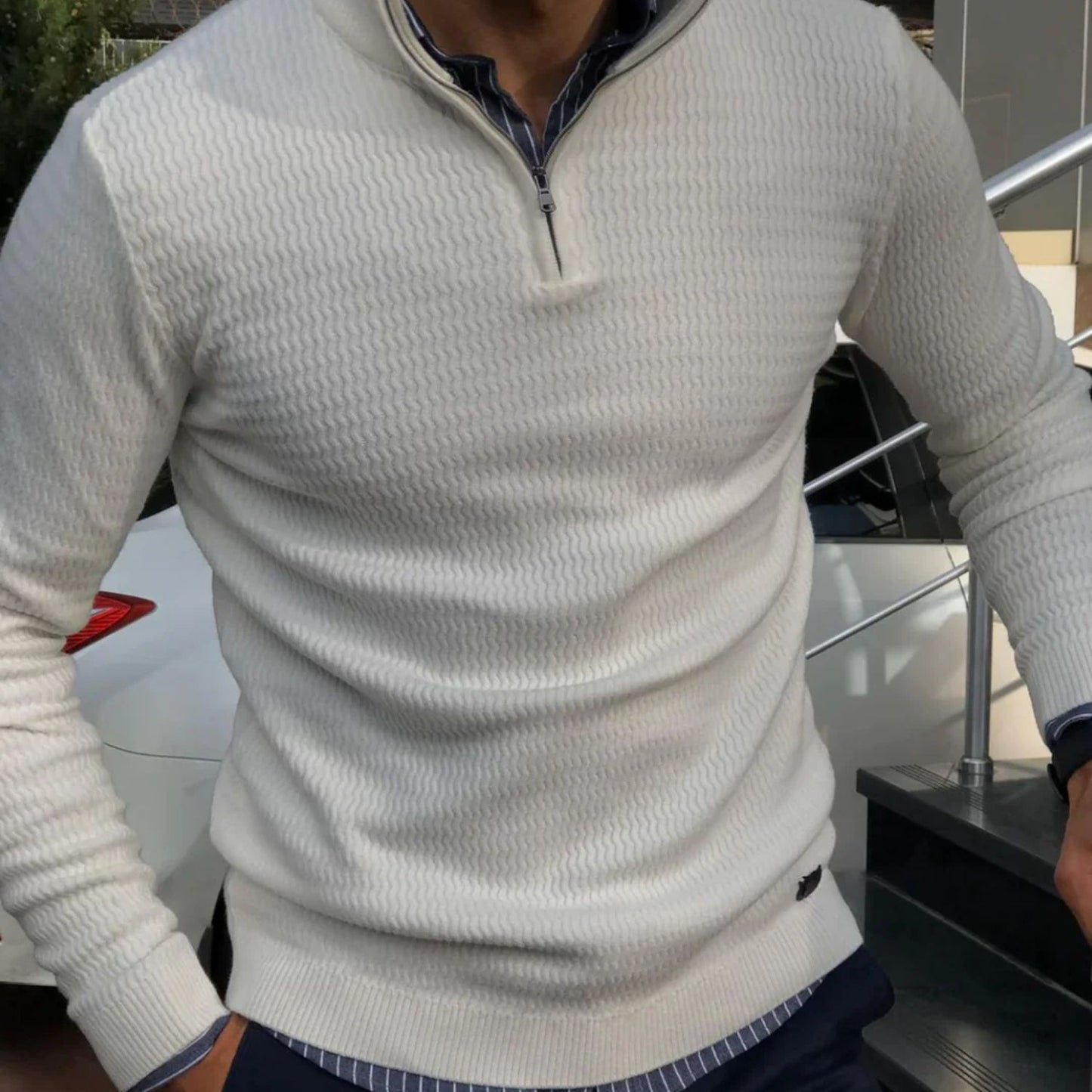 Quarter-Zip Textured Pullover | Revangiol