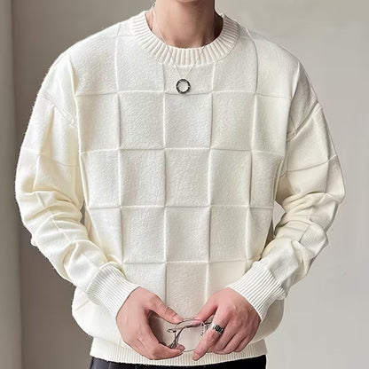 Textured Knit Crew Neck Sweater | Revangiol