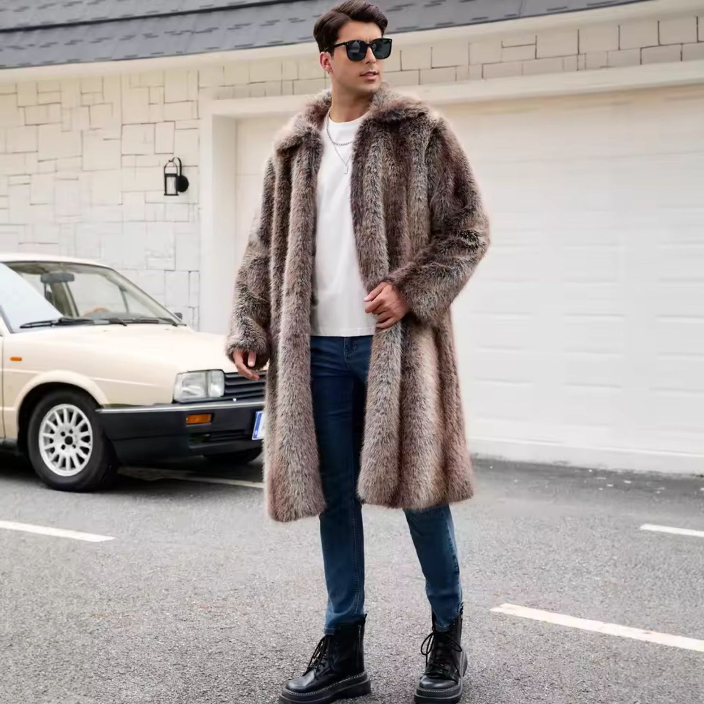 Voluminous Collar Plush Fur Coat | Revangiol