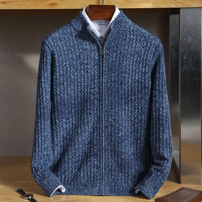 Textured Zip Knit Cardigan | Revangiol