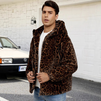 Hooded Patterned Fur Jacket | Revangiol