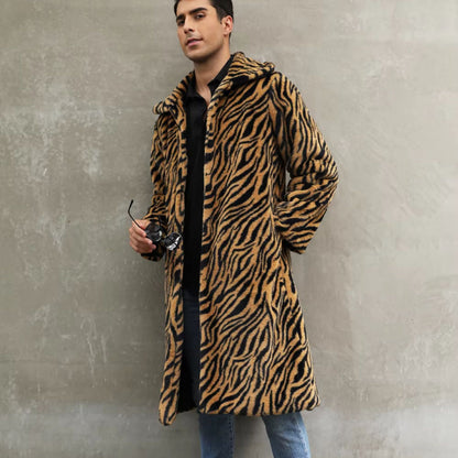 Bold Patterned Plush Fur Coat | Revangiol
