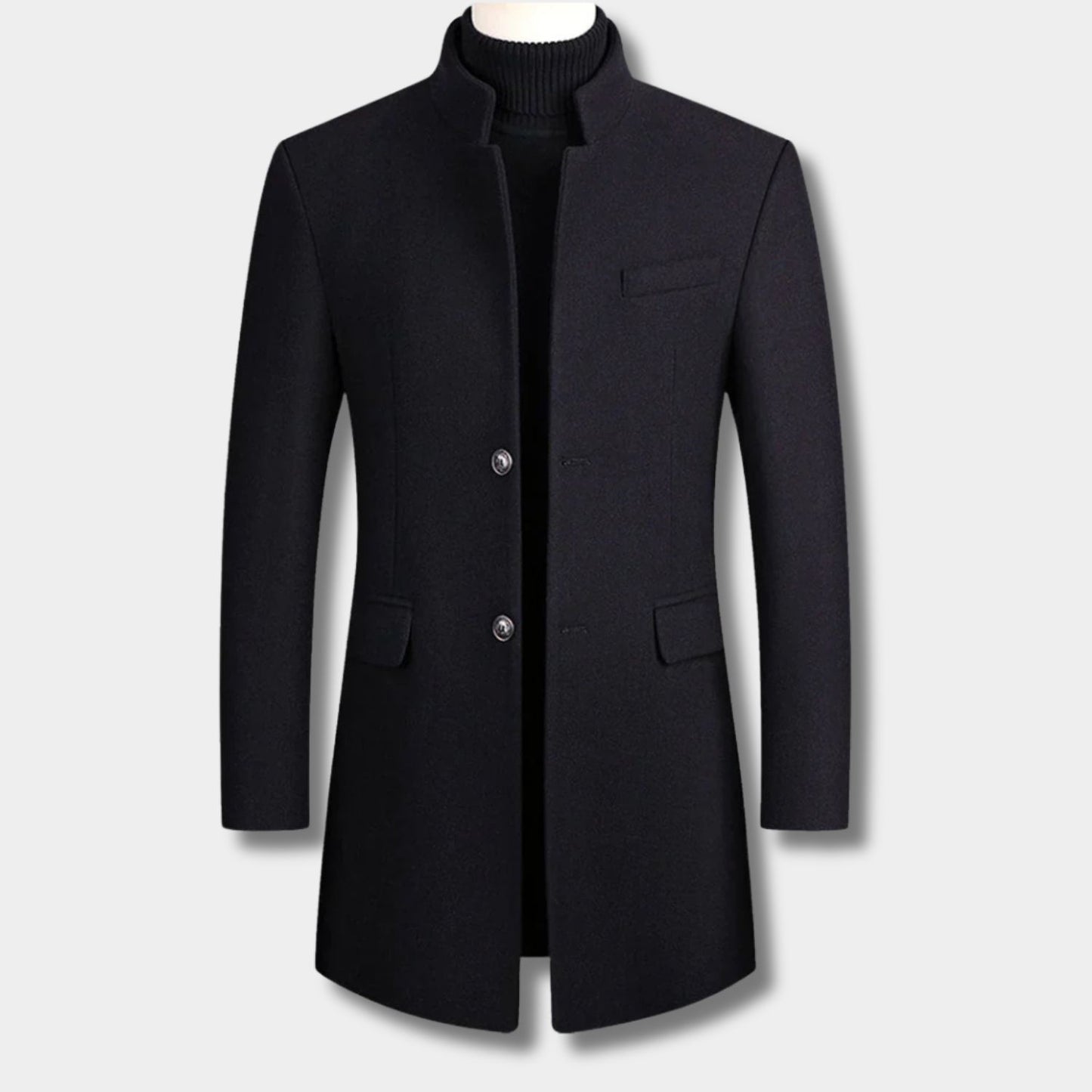 High Neck Wool Blend Over Coat | Revangiol