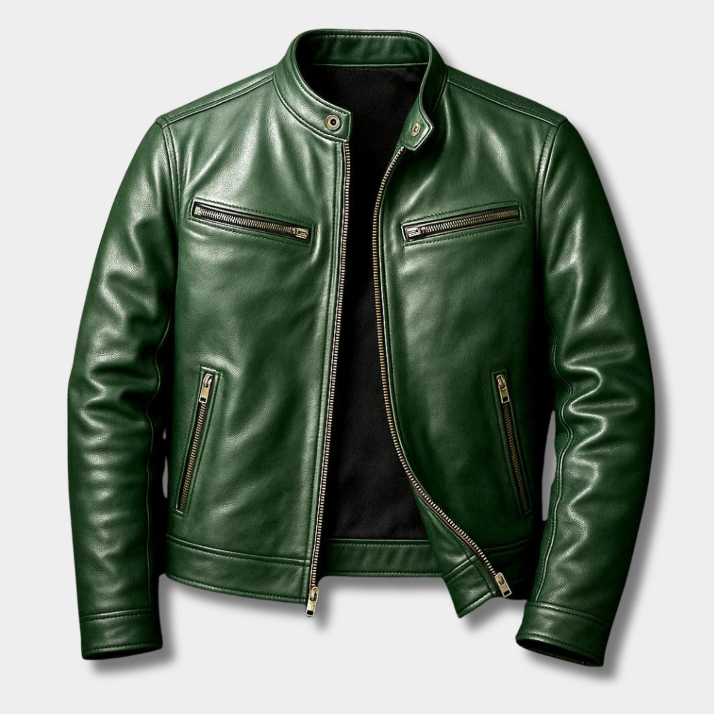 Snap Collar Leather Jacket | Revangiol