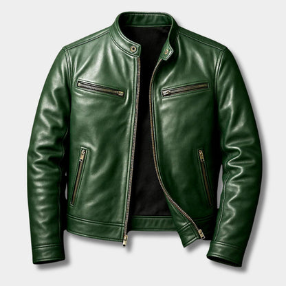 Snap Collar Leather Jacket | Revangiol