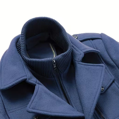 High Neck Fleece Pea Coat | Revangiol