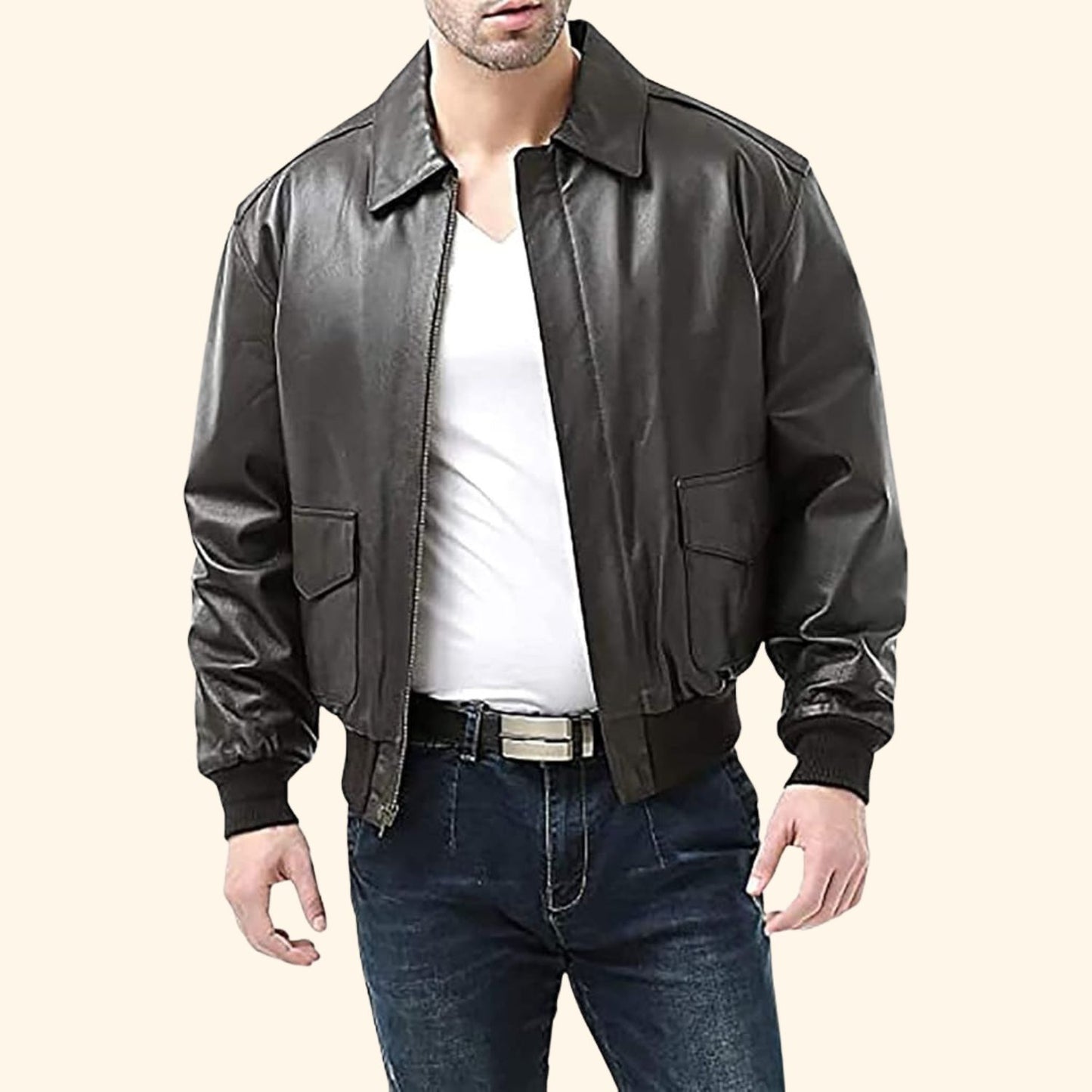 Vintage Leather Aviator Jacket | Revangiol