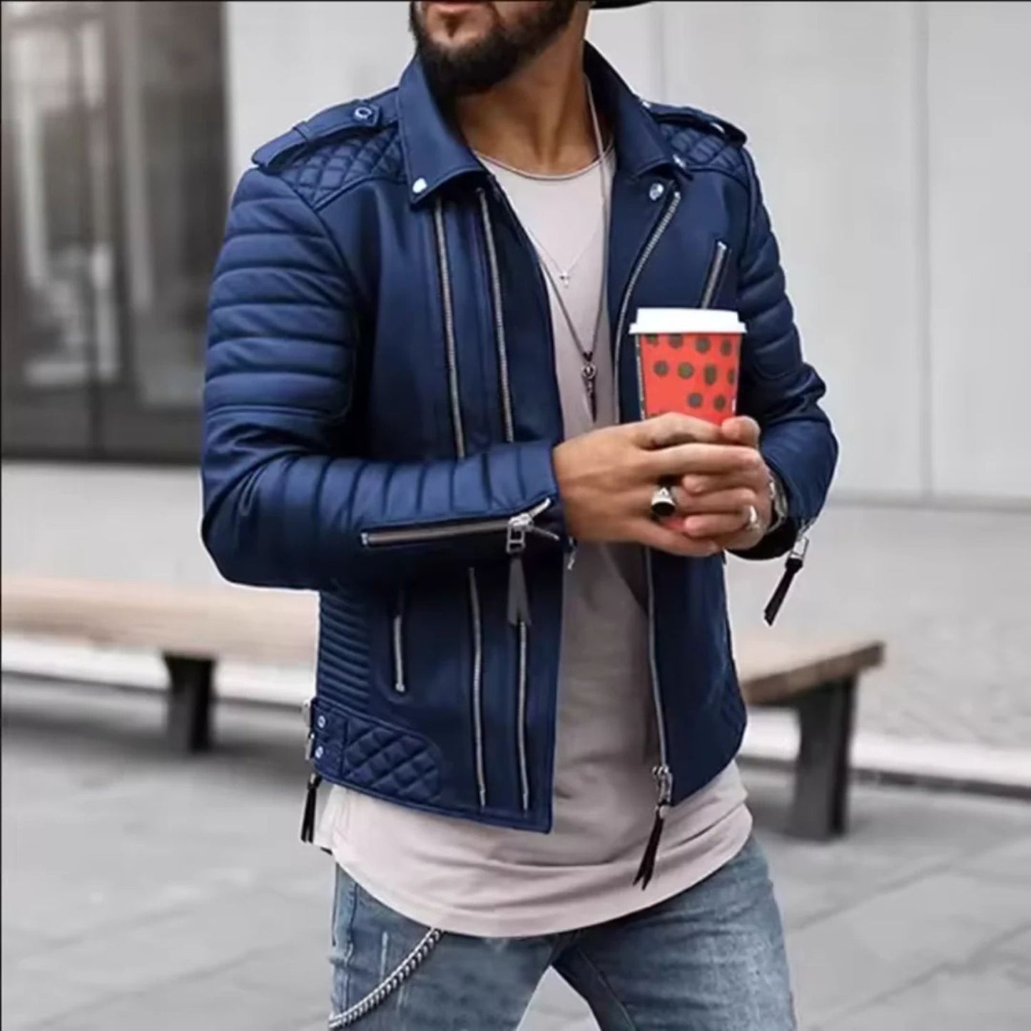 Quilted Biker Leather Jacket | Revangiol
