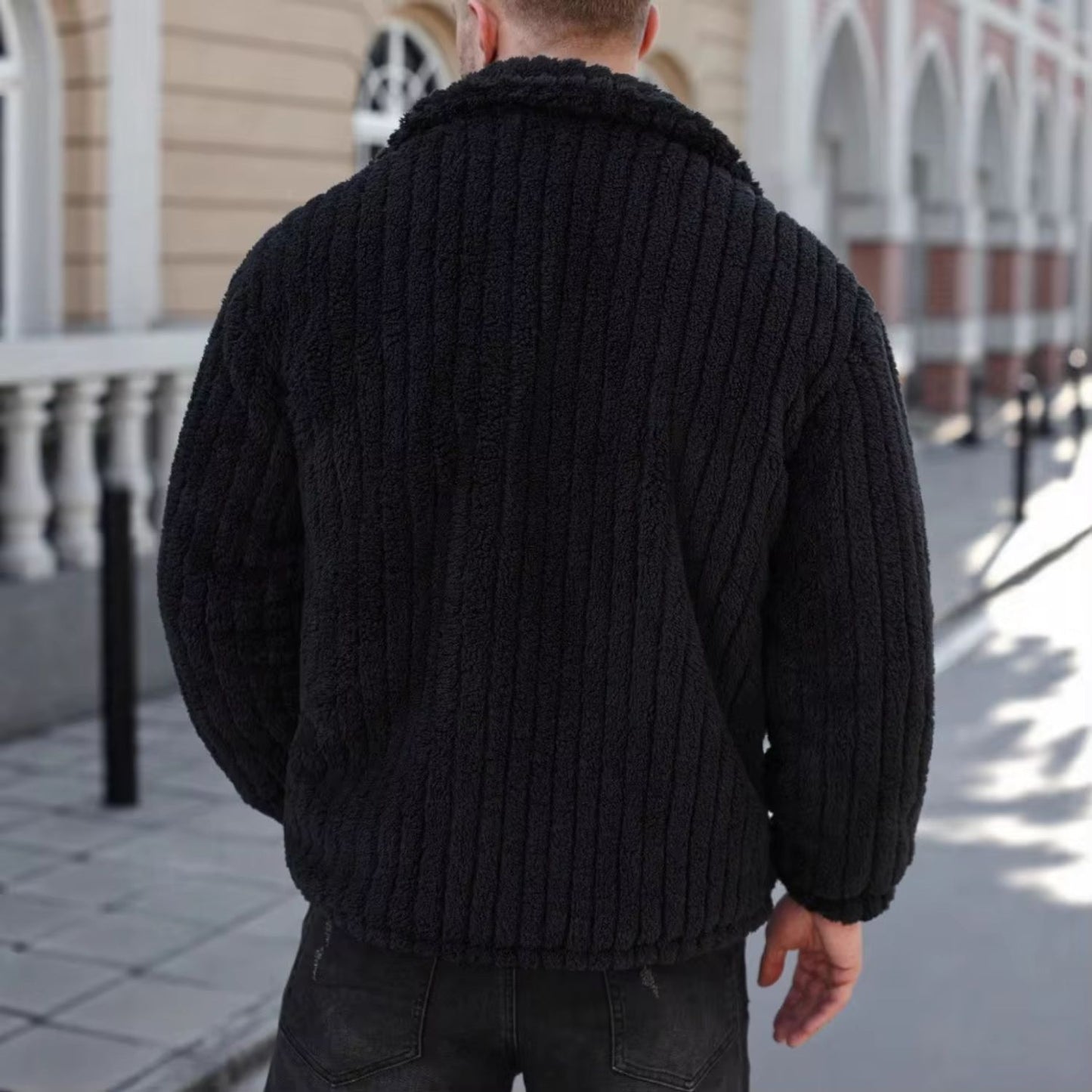 Lapel Button Fleece Jacket | Revangiol