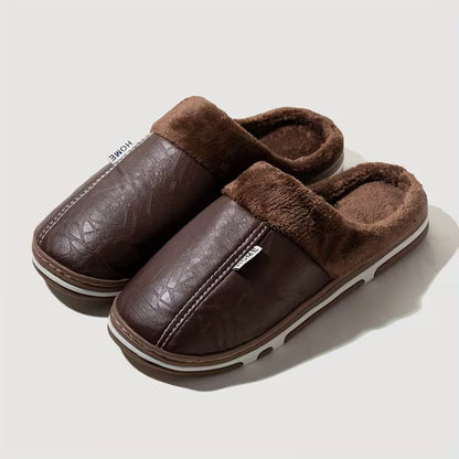Faux Leather Warm Home Slippers | Revangiol