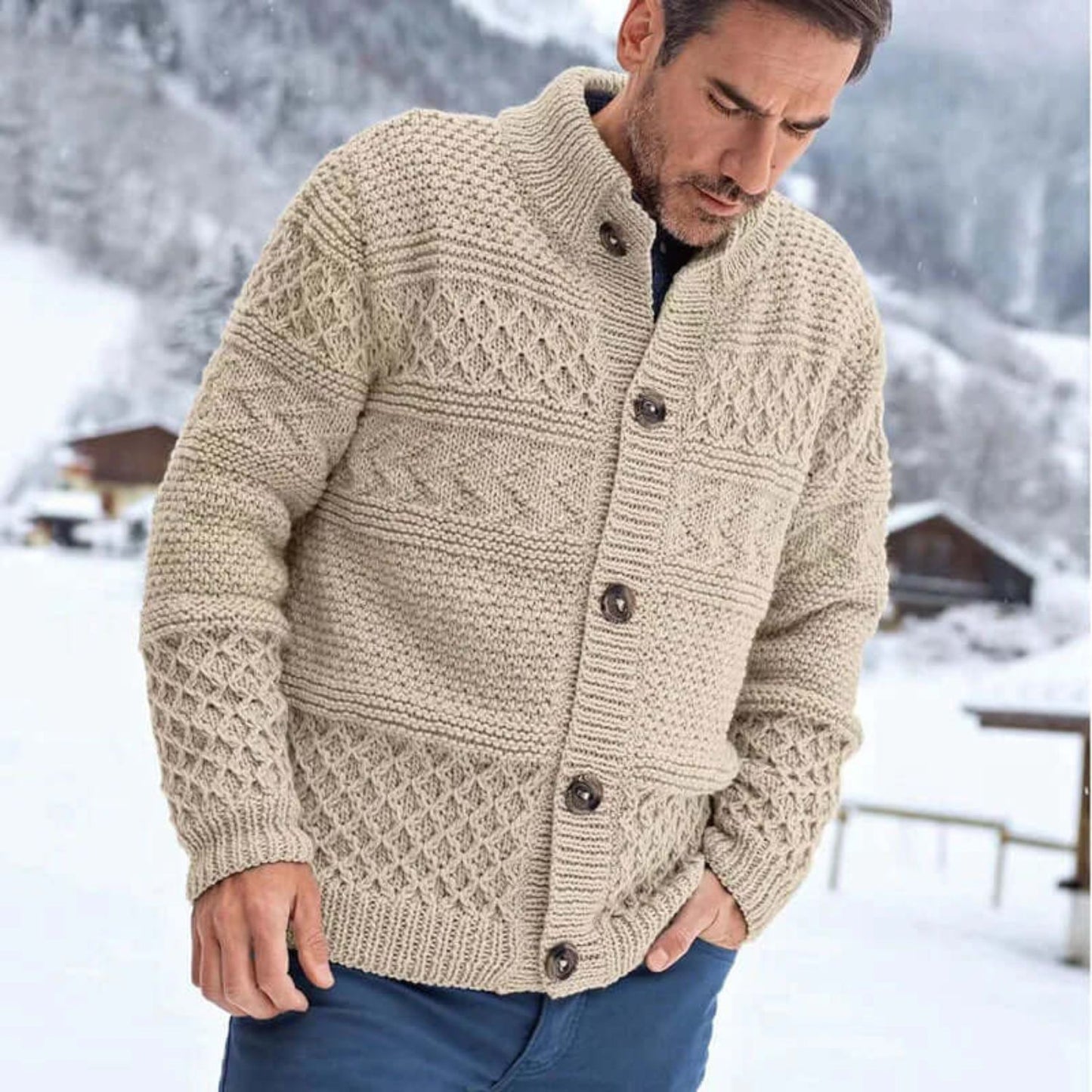 Textured Mock Neck Cardigan | Revangiol