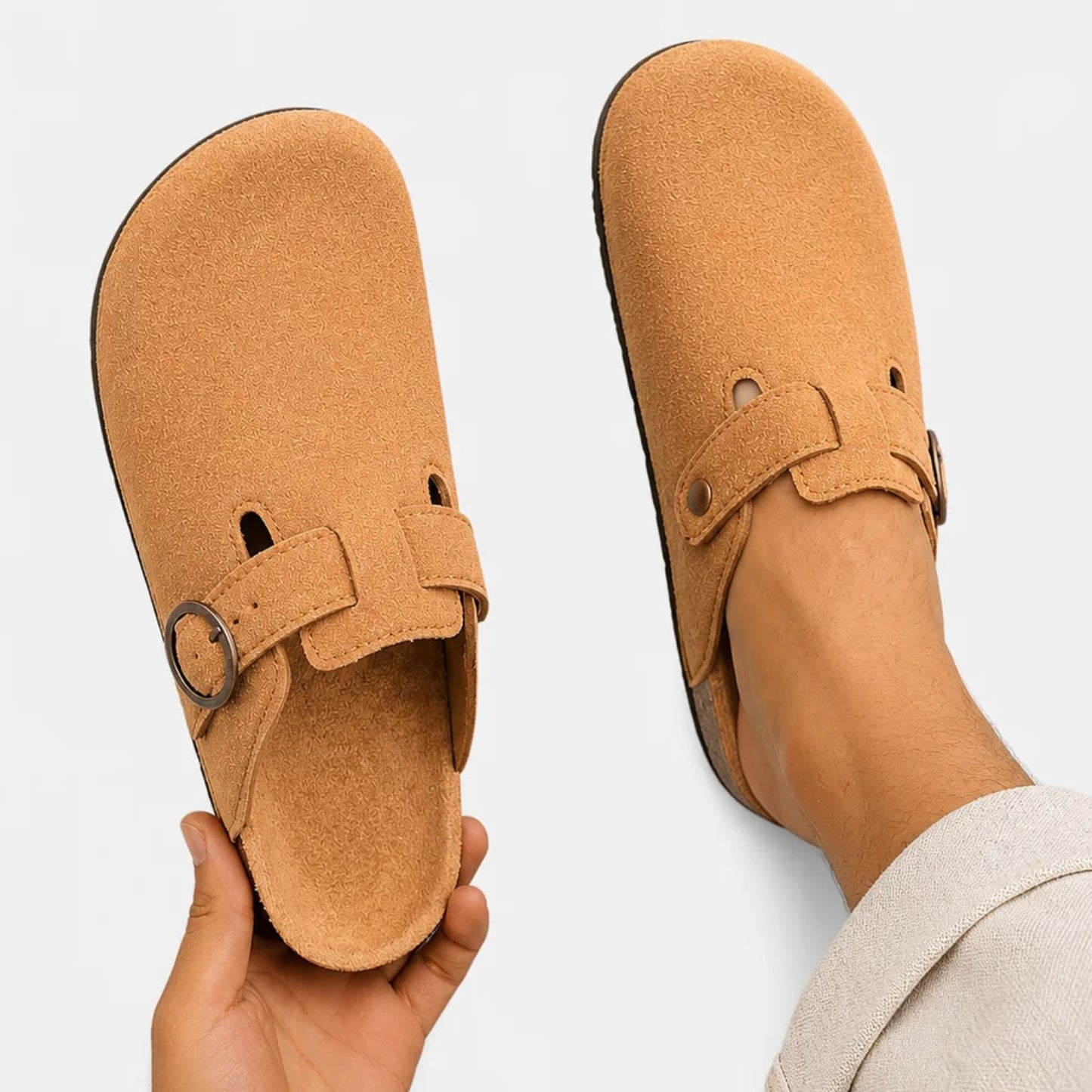 Suede Look Buckle Clogs | Revangiol