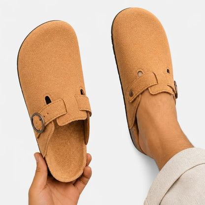 Suede Look Buckle Clogs | Revangiol
