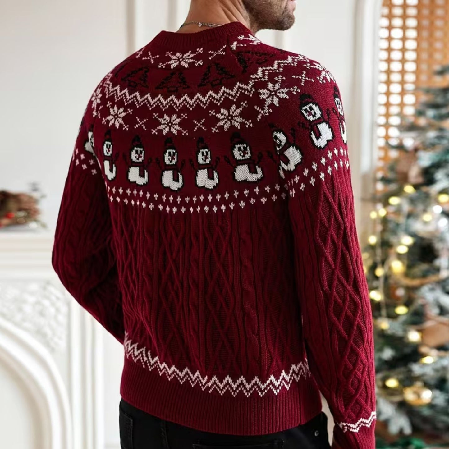 Snowman Cable Knit Christmas Sweater | Revangiol