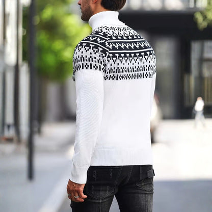Jacquard Geometric Knit Turtleneck | Revangiol