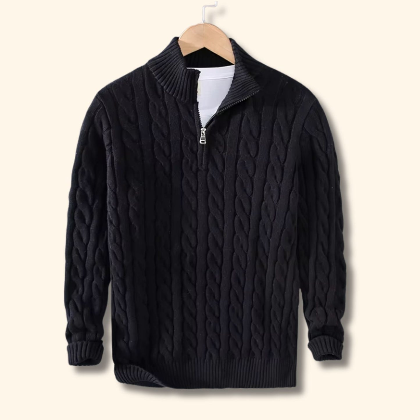 Cable Knit Quarter-Zip Sweater | Revangiol