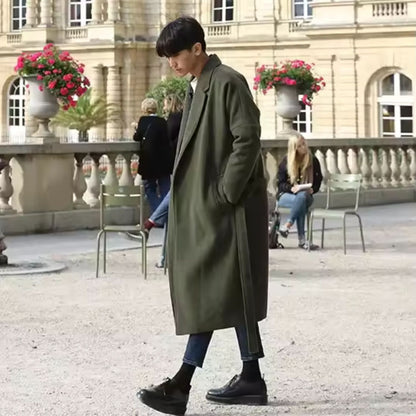 Belted Lapel Wool Over Coat | Revangiol