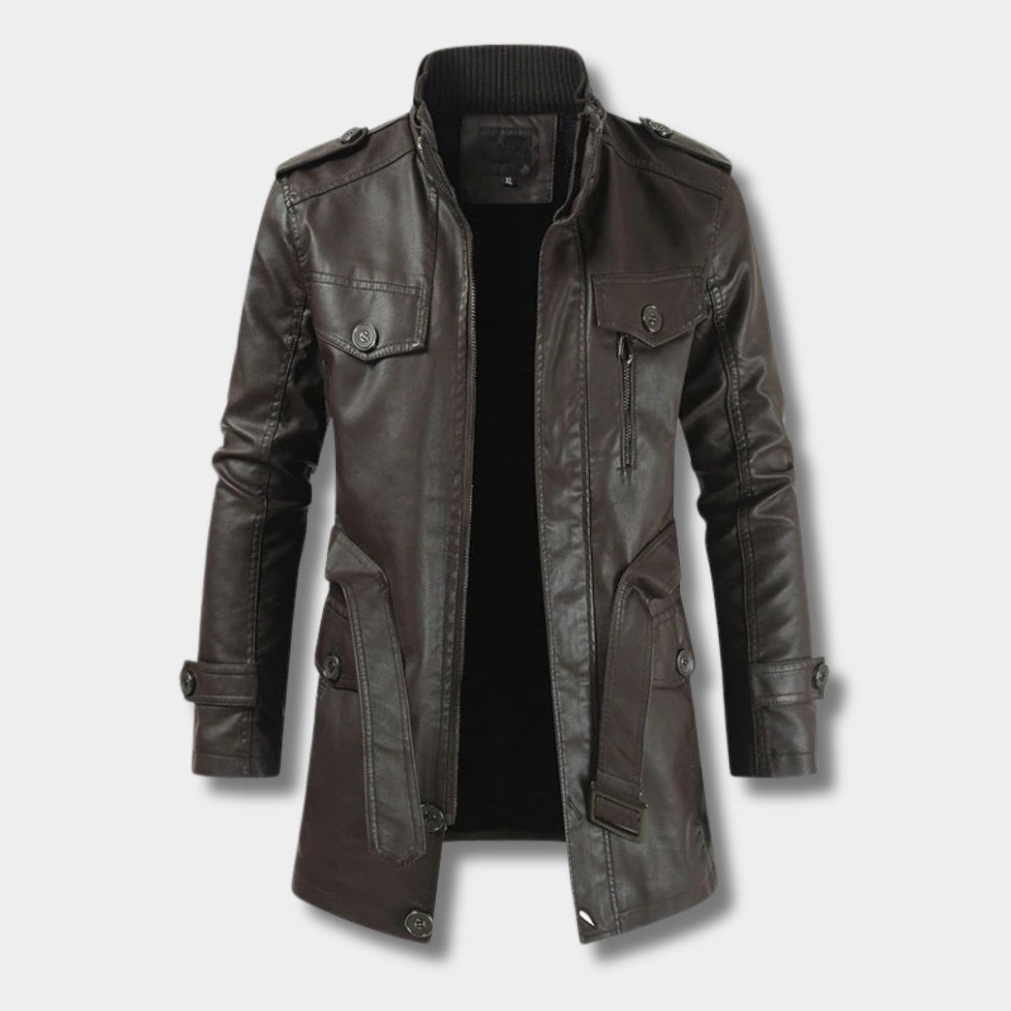 Long Utility Leather Coat | Revangiol
