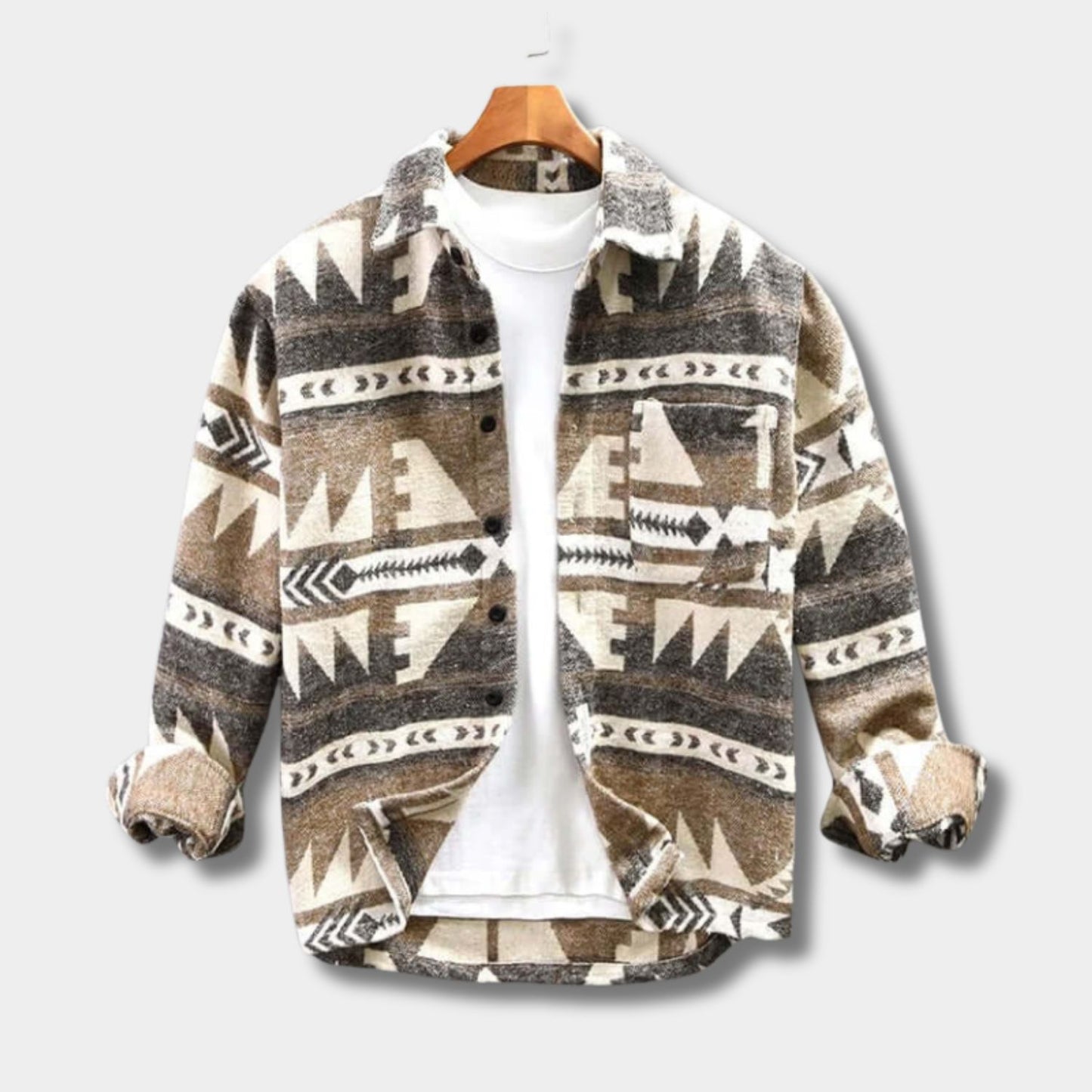 Southwestern Pattern Flannel Shirt Jacket | Revangiol