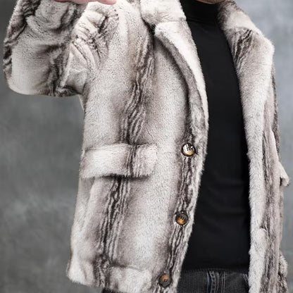 Classic Lapel Faux Fur Jacket | Revangiol