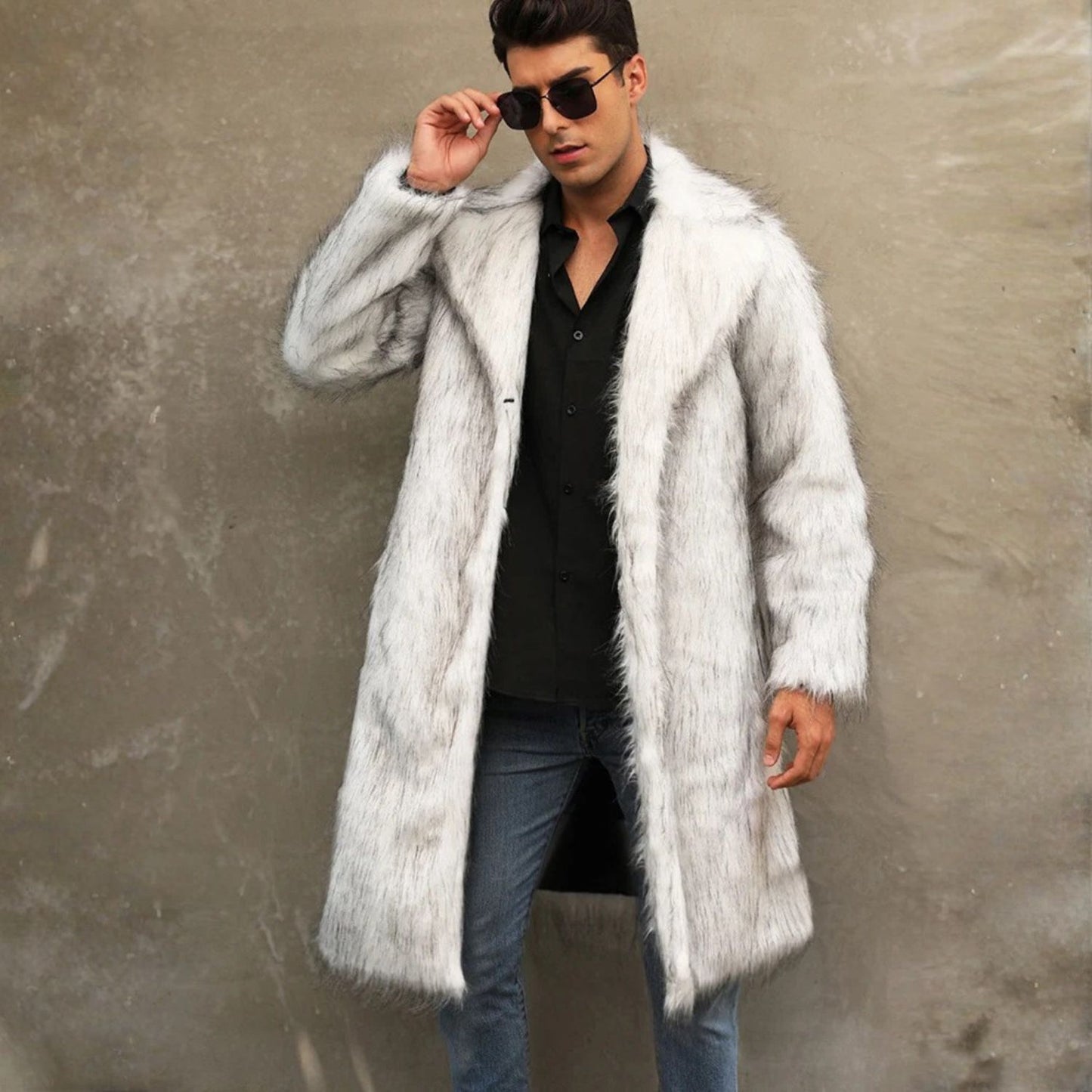 Wide Lapel Plush Fur Coat | Revangiol