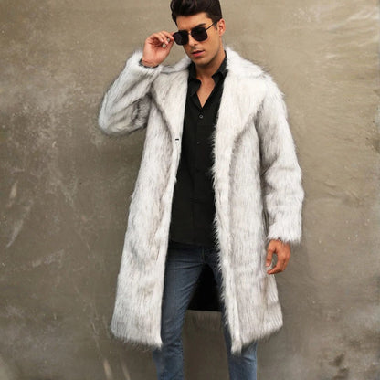 Wide Lapel Plush Fur Coat | Revangiol