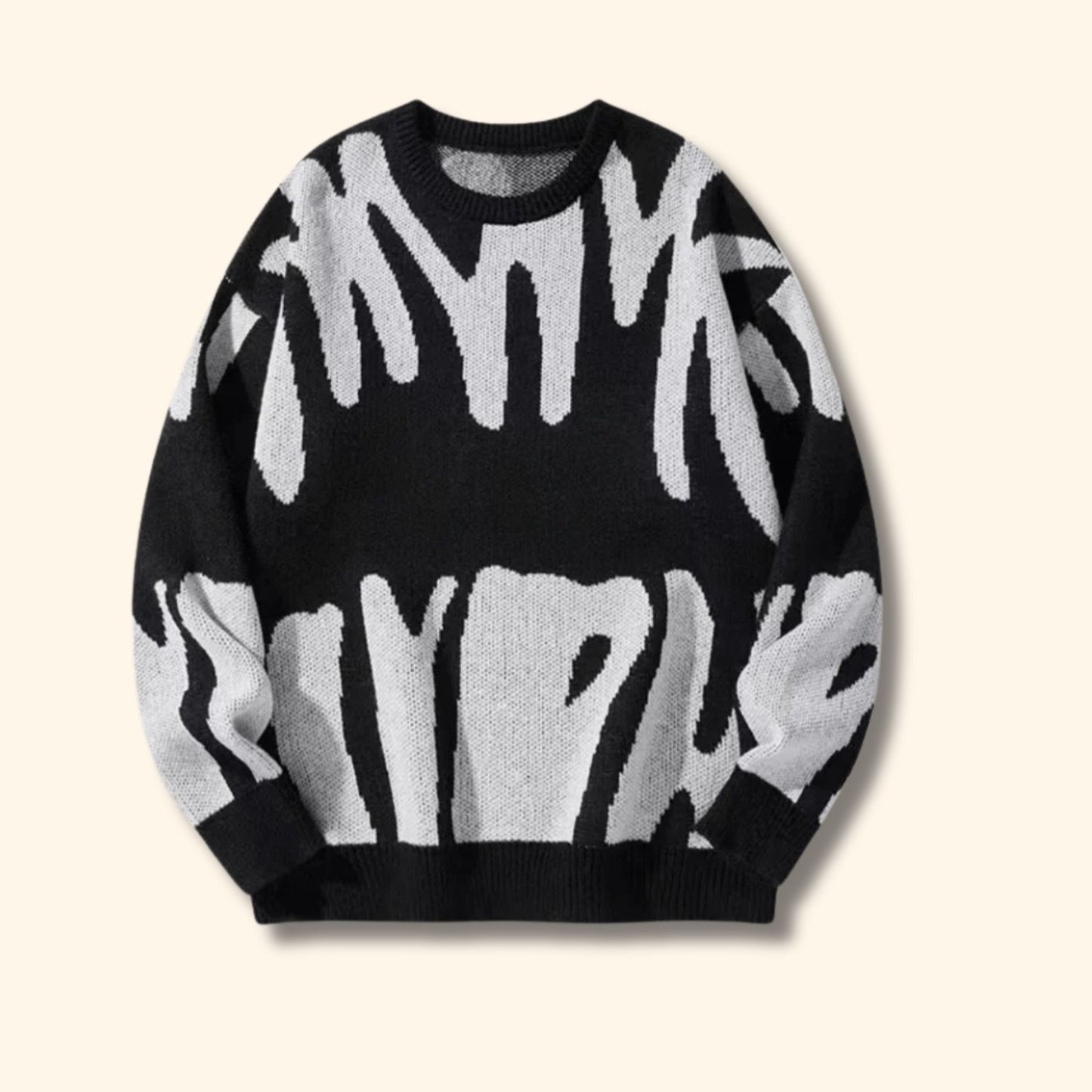 Abstract Knit Crew Neck Sweater | Revangiol