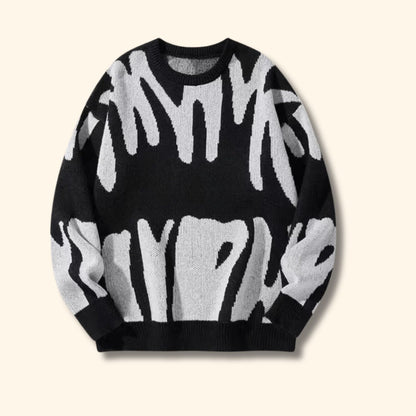Abstract Knit Crew Neck Sweater | Revangiol