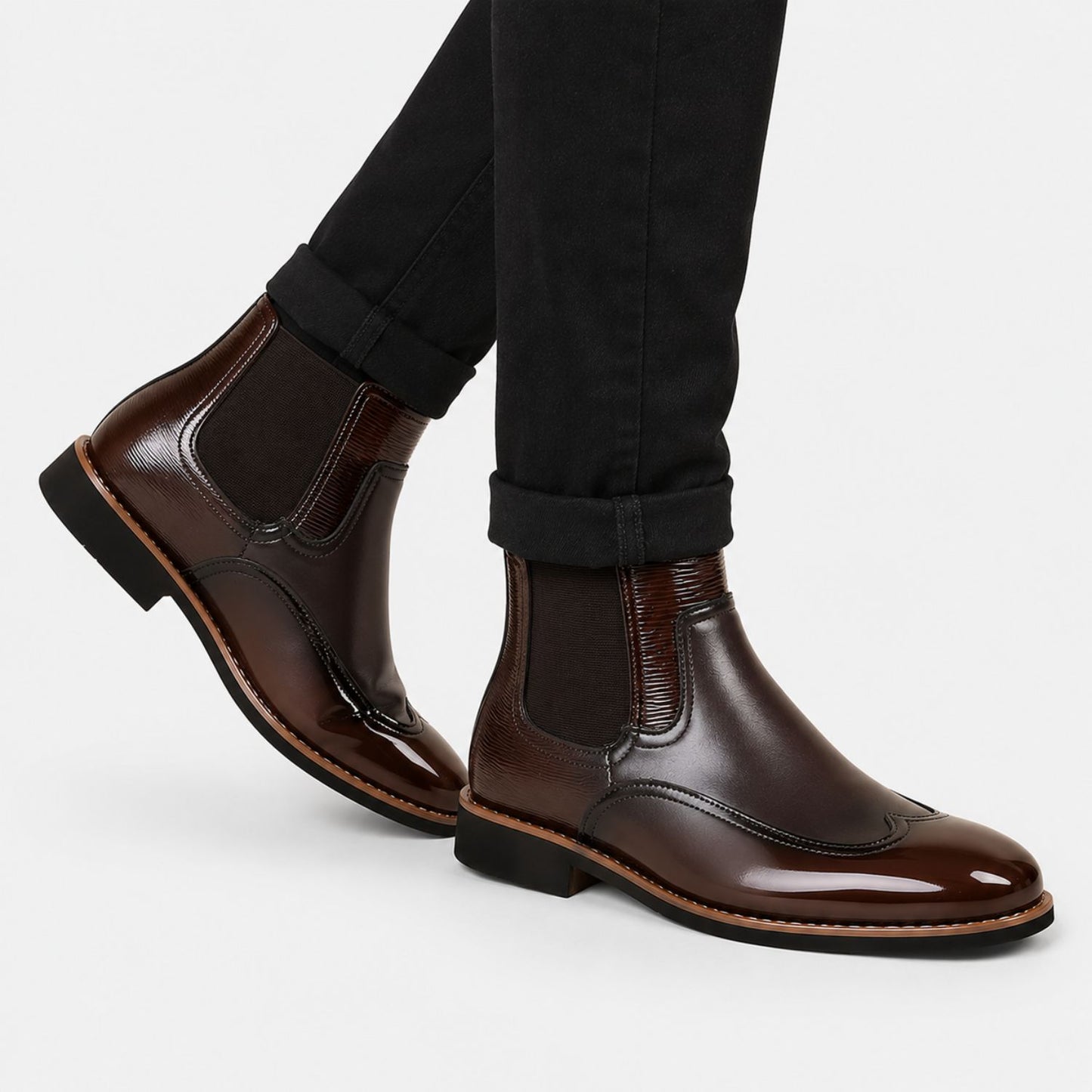Glossy Leather Chelsea Boots | Revangiol