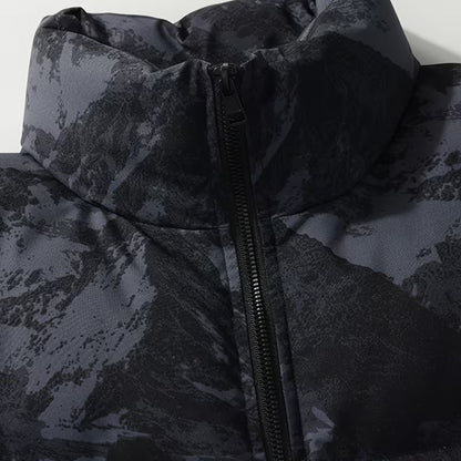 Mountain Print Puffer Jacket | Revangiol