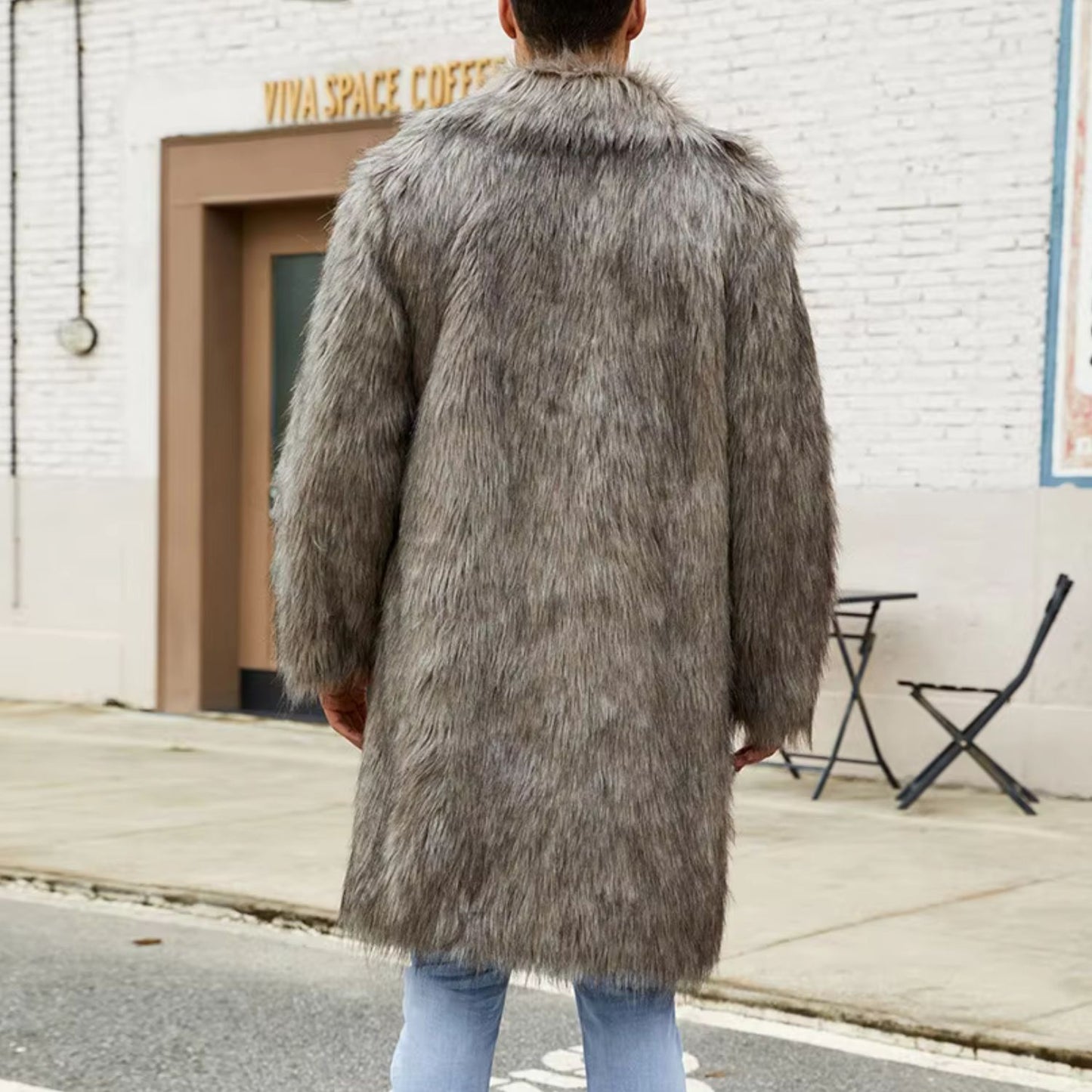 Wide Collar Shaggy Fur Coat | Revangiol