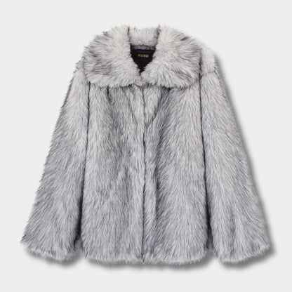 Wide-Lapel Faux Fur Jacket | Revangiol