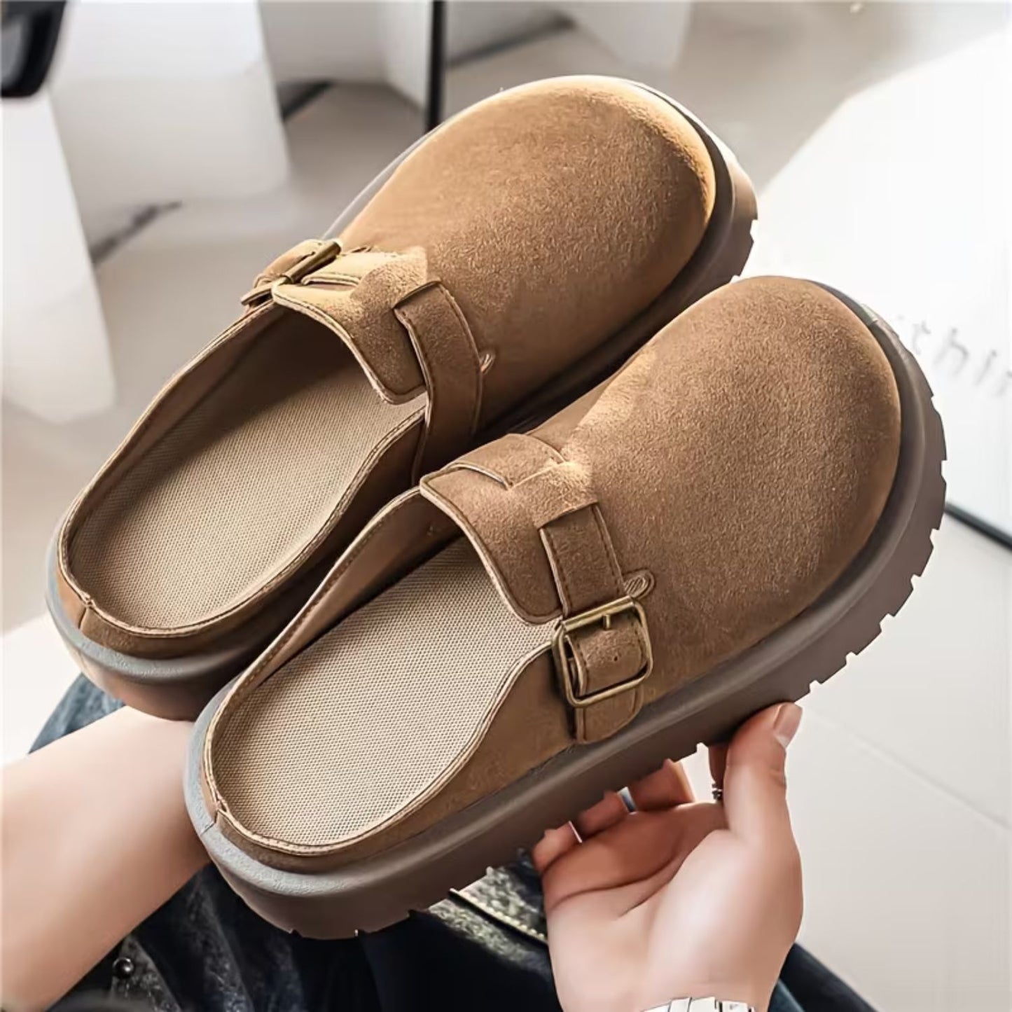 Adjustable Buckle Leather Clogs | Revangiol