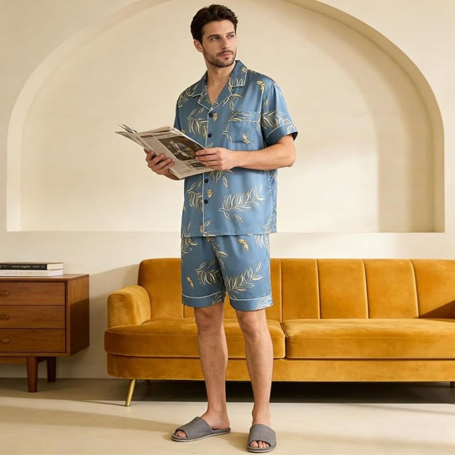 Floral Leaf Button Pajama Set | Revangiol